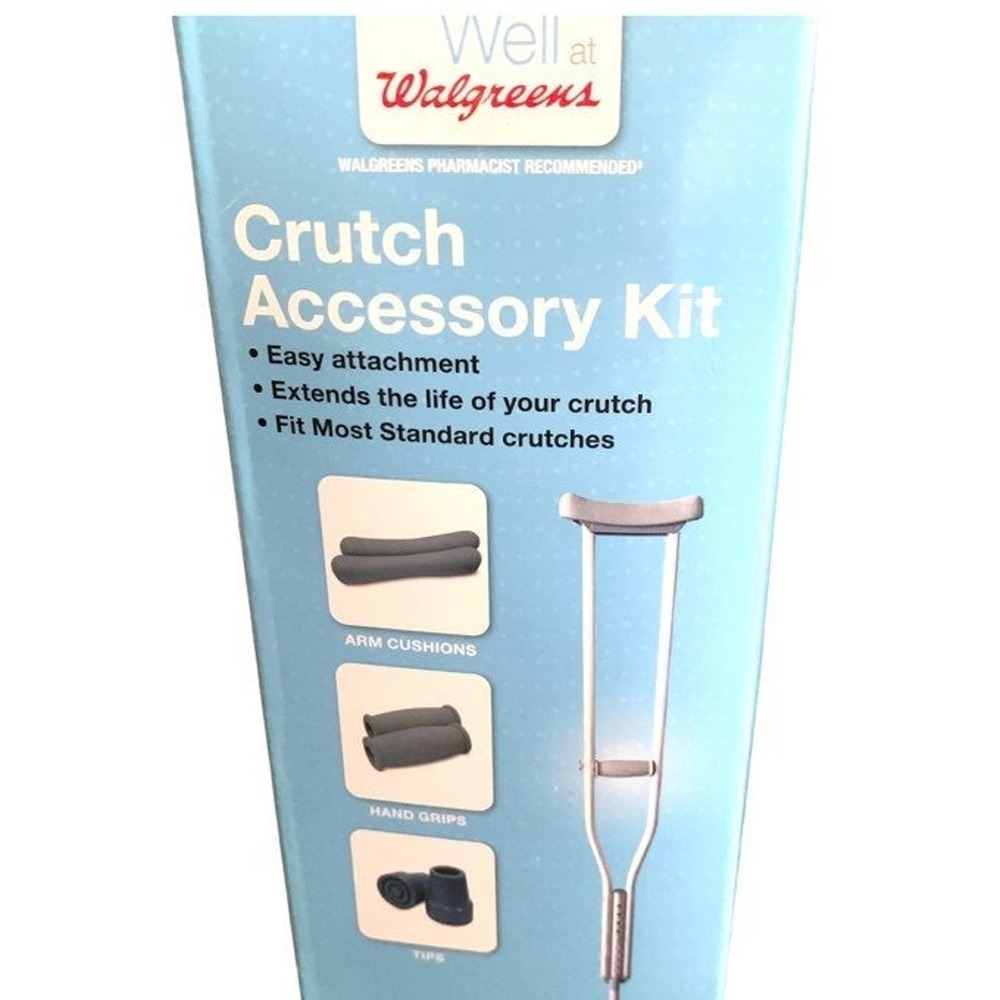 Walgreens Crutch Accessory Kit Gray Cushions Arm Hand Grips Brand New